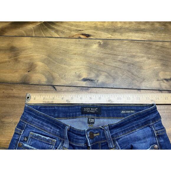 Judy Blue Jeans Womens 7/28 Relaxed Fit Skinny Aurora Handsand Blue USA Whiskers - Picture 8 of 10